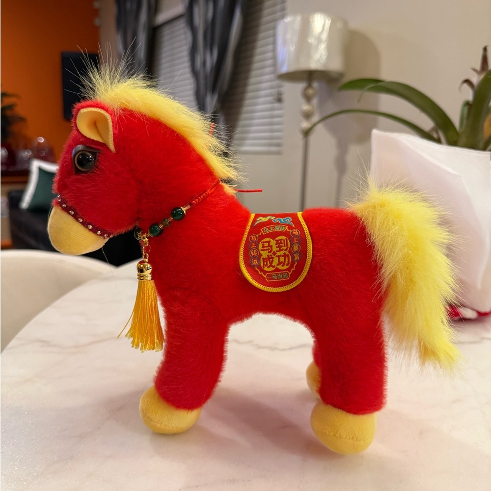 Lucky Red Horse Plush Chinese Zodiac Lunar New Year DecorTassel Charm Gift